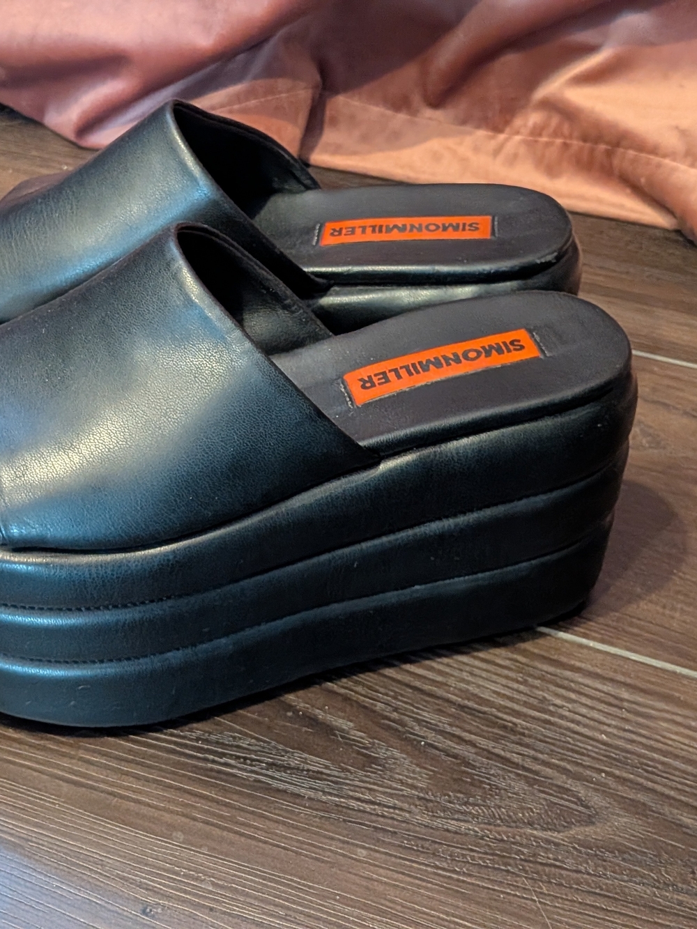SIMONMILLER Black Platform Slip-On Mules